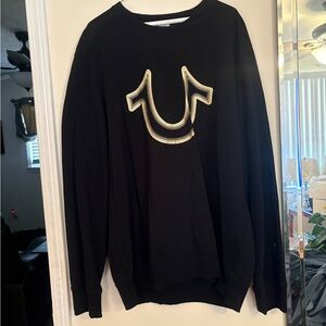 True Religion Black Crew Neck with Gold Logo
